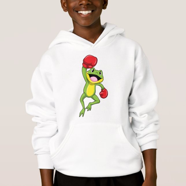 Frog at Boxing with Boxing gloves Hoodie (Front)