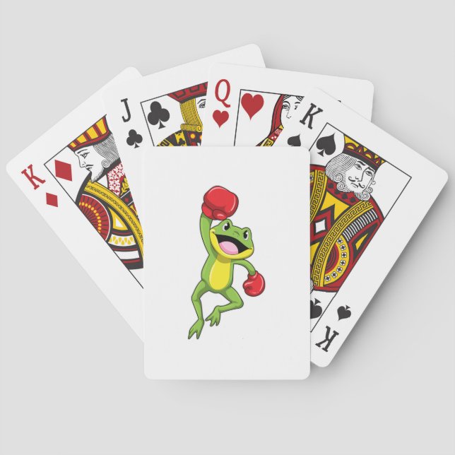 Frog at Boxing with Boxing gloves Poker Cards (Back)