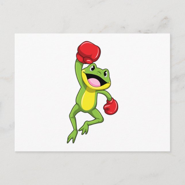 Frog at Boxing with Boxing gloves Postcard (Front)
