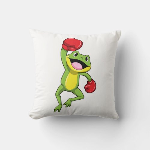Frog at Boxing with Boxing gloves Throw Pillow
