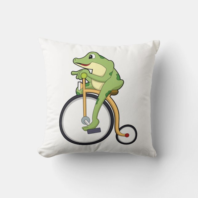 Frog at Circus with Bicycle.PNG Throw Pillow (Front)