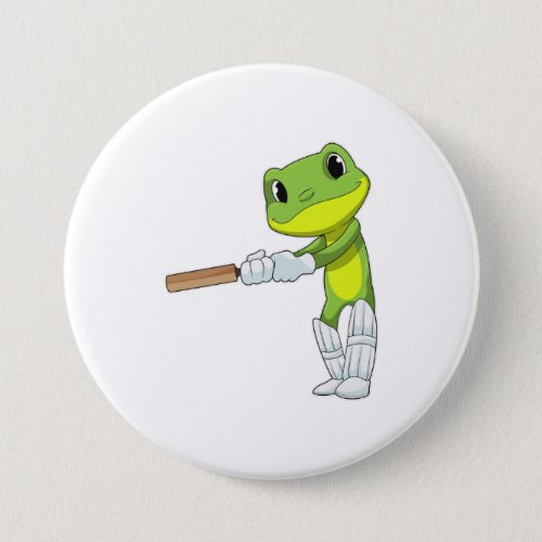 Frog at Cricket with Cricket bat Button