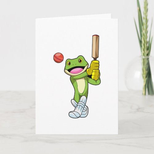 Frog at Cricket with Cricket bat Card