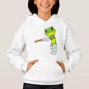 Frog at Cricket with Cricket bat Hoodie
