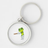 Carrot at Cricket with Cricket bat Keychain