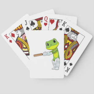 Frog at Cricket with Cricket bat Poker Cards
