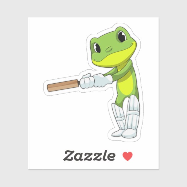 Frog at Cricket with Cricket bat Sticker (Sheet)