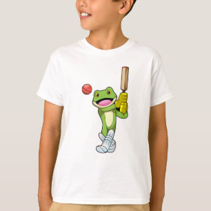Frog at Cricket with Cricket bat T-Shirt