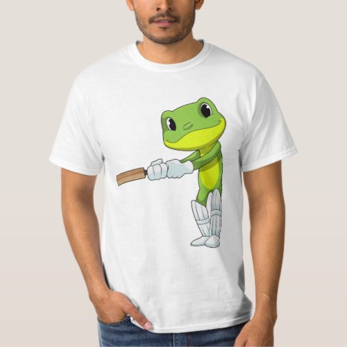 Frog at Cricket with Cricket bat T_Shirt