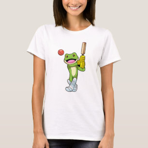 Frog at Cricket with Cricket bat T-Shirt