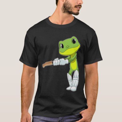 Frog at Cricket with Cricket bat T_Shirt