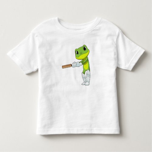 Frog at Cricket with Cricket bat Toddler T_shirt