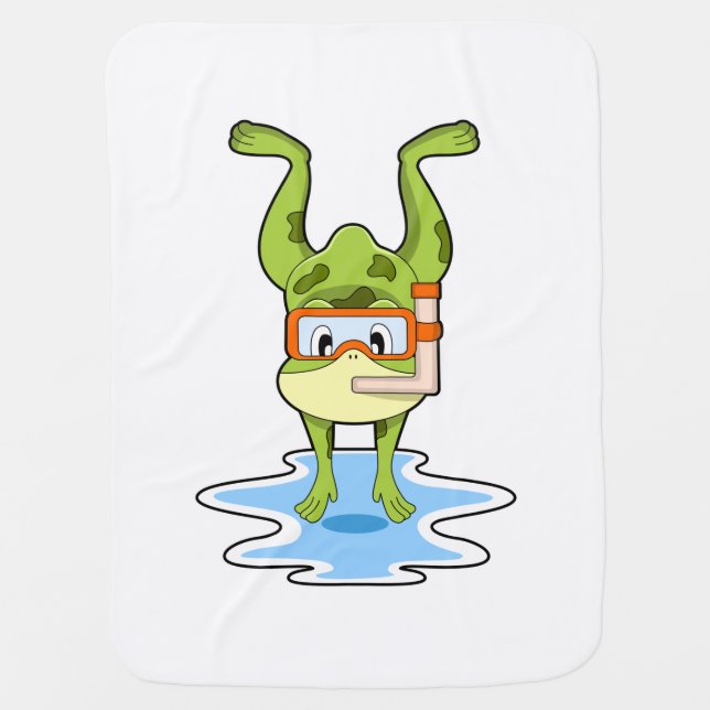 Frog at Diving with Snorkel Baby Blanket (Front)