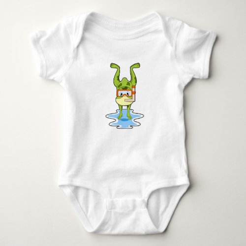 Frog at Diving with Snorkel Baby Bodysuit