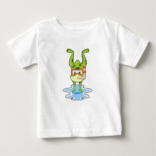 Frog at Diving with Snorkel Baby T_Shirt