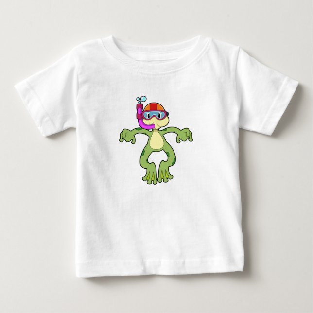 Frog at Diving with Snorkel Baby T-Shirt (Front)