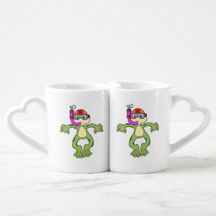 Frog at Diving with Snorkel Coffee Mug Set