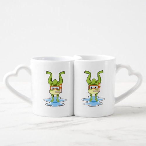 Frog at Diving with Snorkel Coffee Mug Set