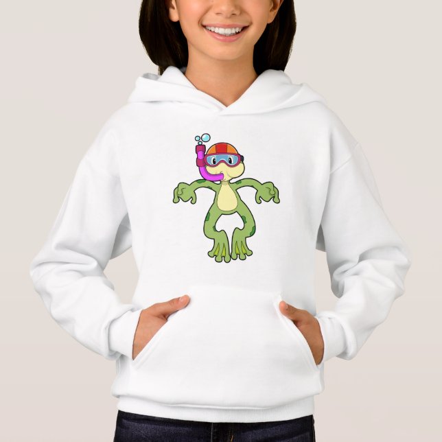 Frog at Diving with Snorkel Hoodie (Front)