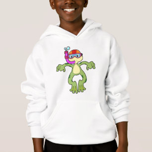 Frog at Diving with Snorkel Hoodie