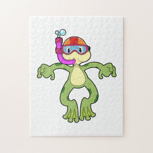 Frog at Diving with Snorkel Jigsaw Puzzle