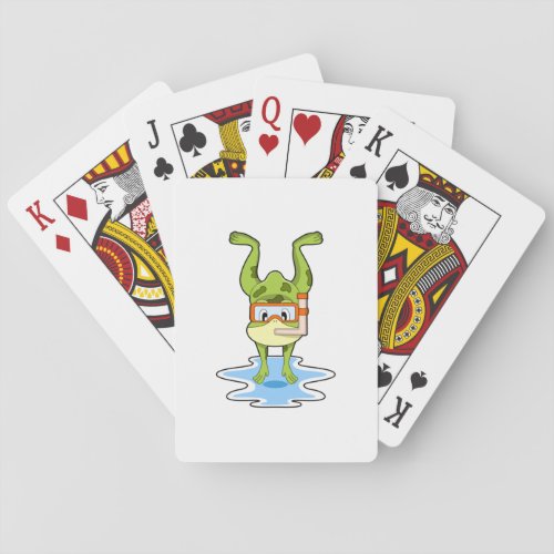 Frog at Diving with Snorkel Playing Cards