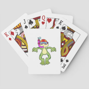 Frog at Diving with Snorkel Poker Cards