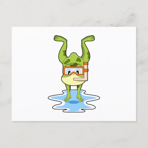 Frog at Diving with Snorkel Postcard