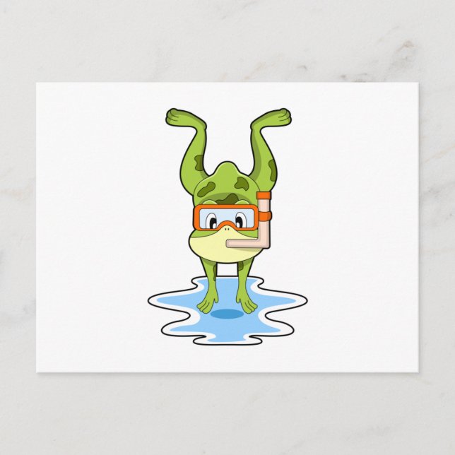 Frog at Diving with Snorkel Postcard (Front)