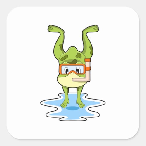 Frog at Diving with Snorkel Square Sticker