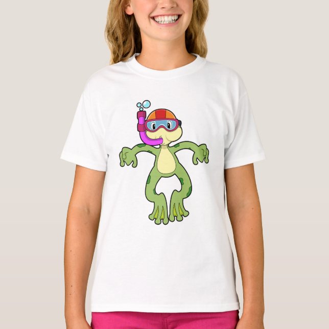 Frog at Diving with Snorkel T-Shirt (Front)