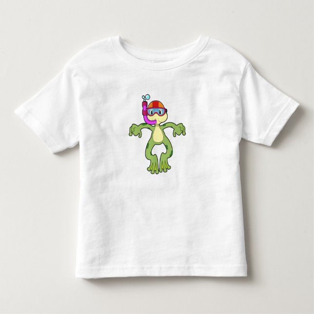 Frog at Diving with Snorkel Toddler T-shirt (Front)