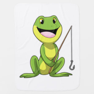 Frog at Fishing with Fishing rod Baby Blanket
