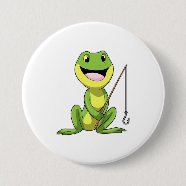 Frog at Fishing with Fishing rod Button (Front)