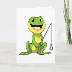 Frog at Fishing with Fishing rod Card