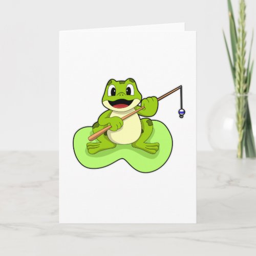 Frog at Fishing with Fishing rod Card