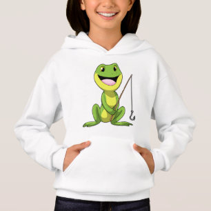 Frog at Fishing with Fishing rod Hoodie
