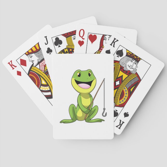 Frog at Fishing with Fishing rod Poker Cards (Back)