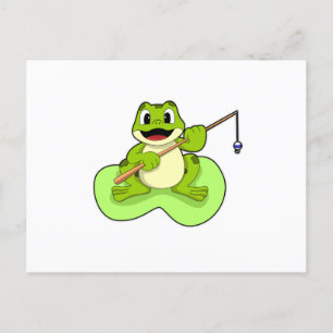 Frog at Fishing with Fishing rod Postcard