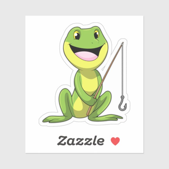 Frog at Fishing with Fishing rod Sticker (Sheet)