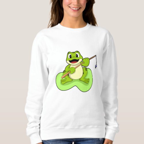 Frog at Fishing with Fishing rod Sweatshirt