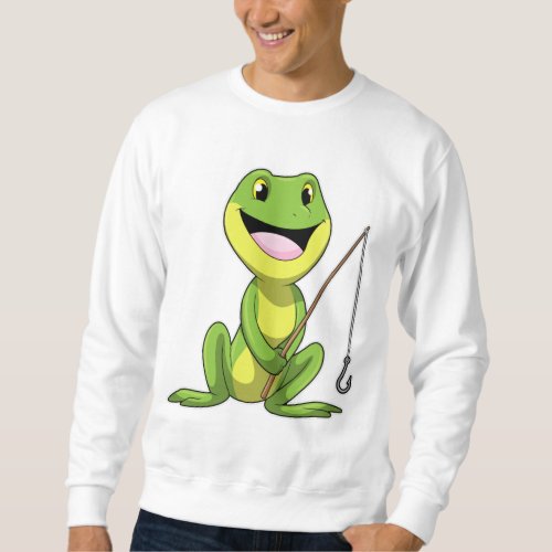 Frog at Fishing with Fishing rod Sweatshirt