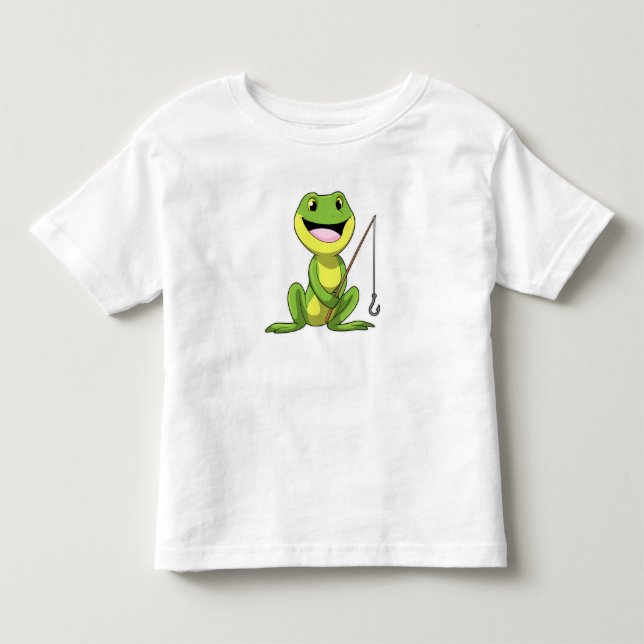 Frog at Fishing with Fishing rod Toddler T-shirt (Front)