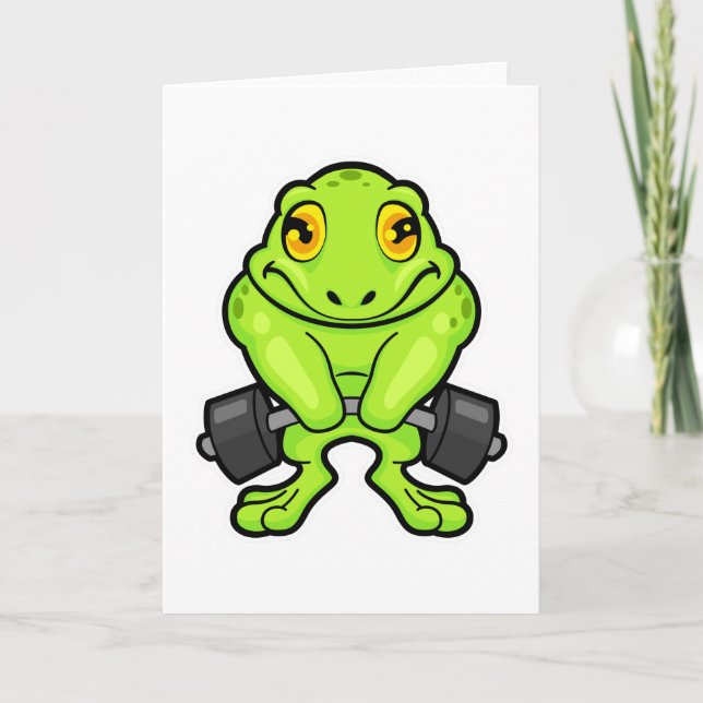 Frog at Fitness with Barbell Card (Front)