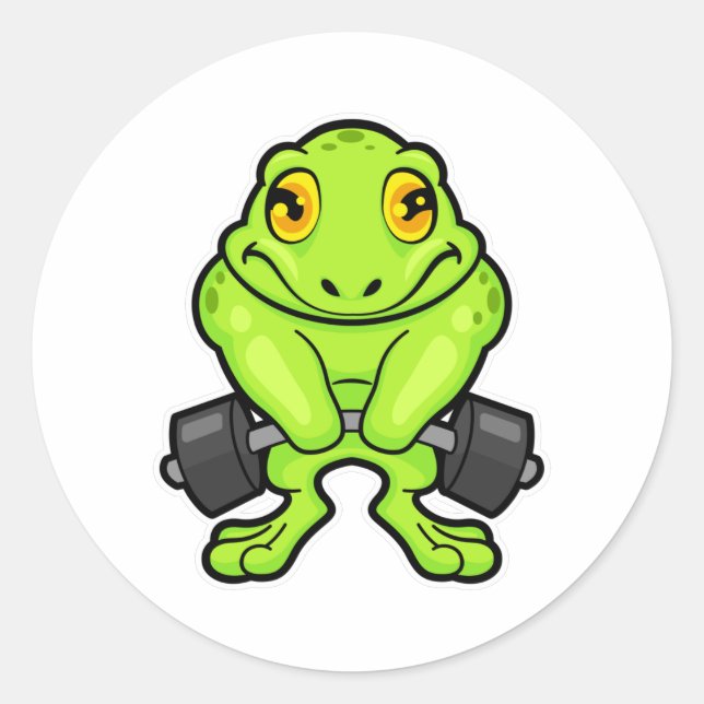 Frog at Fitness with Barbell Classic Round Sticker (Front)