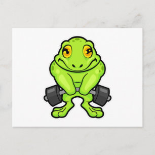 Frog at Fitness with Barbell Postcard