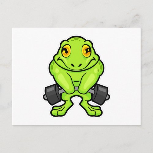 Frog at Fitness with Barbell Postcard