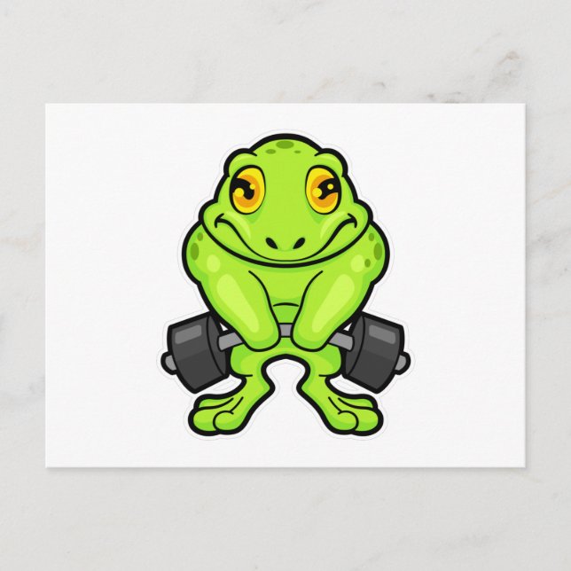Frog at Fitness with Barbell Postcard (Front)