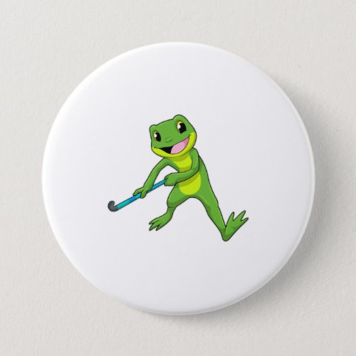 Frog at Hockey with Hockey bat Button