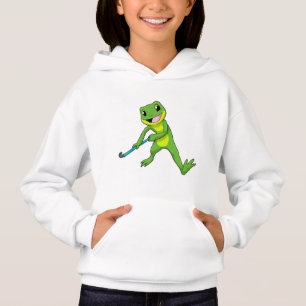 Frog at Hockey with Hockey bat Hoodie